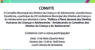 Convite Conferência Municipal dos Direitos da Criança e do Adolescente