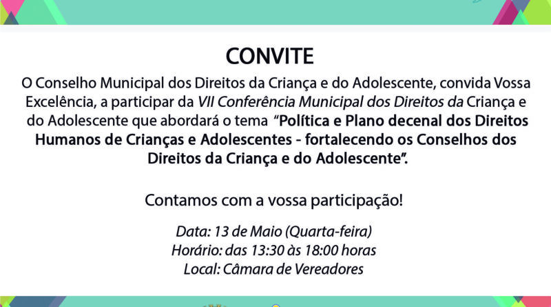 Convite Conferência Municipal dos Direitos da Criança e do Adolescente