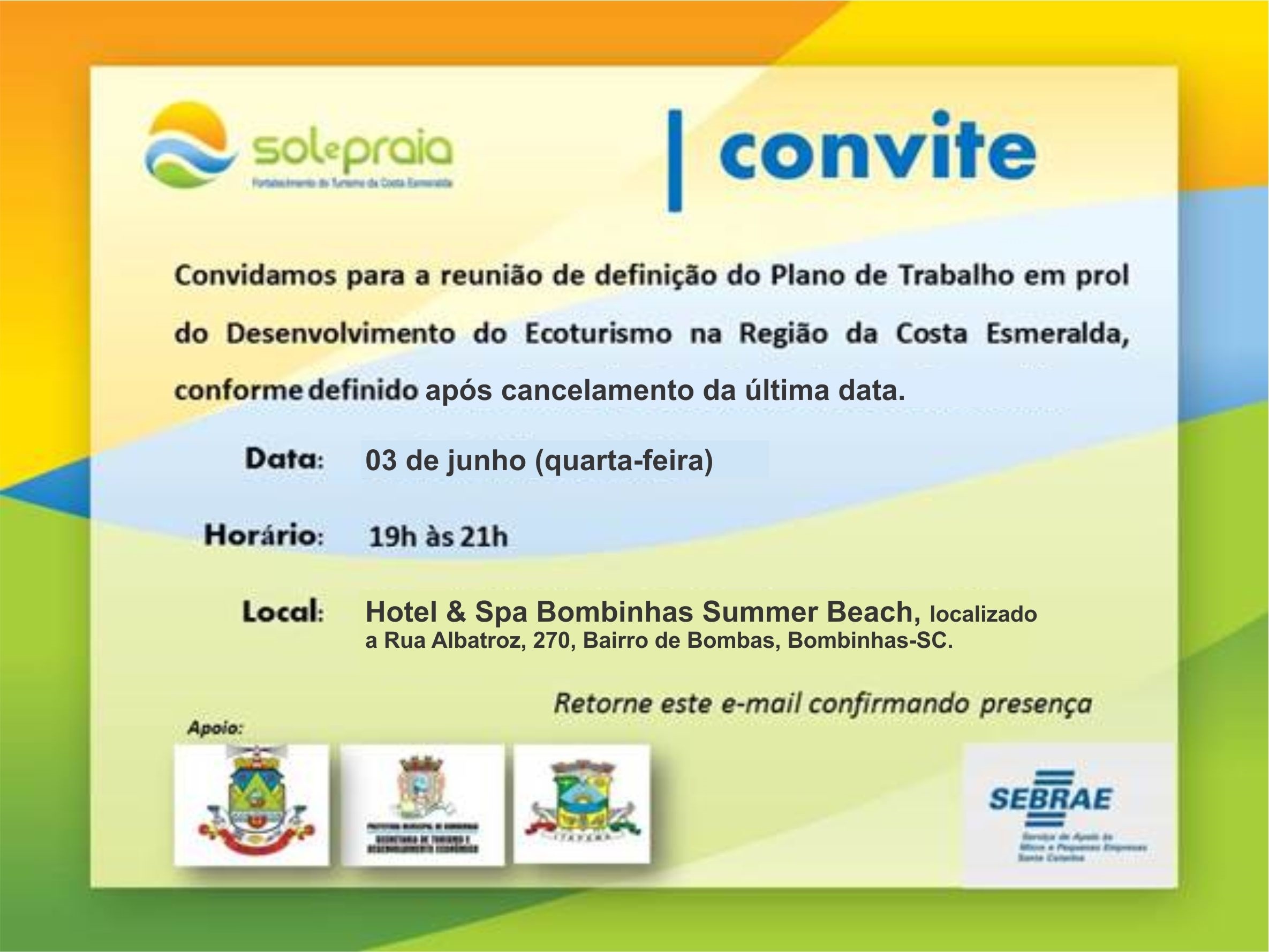 Convite para reunião de trabalho para o desenvolvimento do Ecoturismo na região.