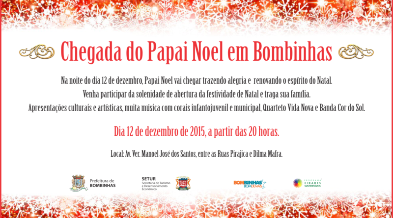 Chegada do Papai Noel em Bombinhas acontece neste sábado