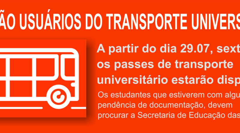 Aviso aos usuários do transporte universitário