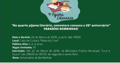 O 26º aniversário de Bombinhas é o tema da quarta edição do Pijama Literário.
