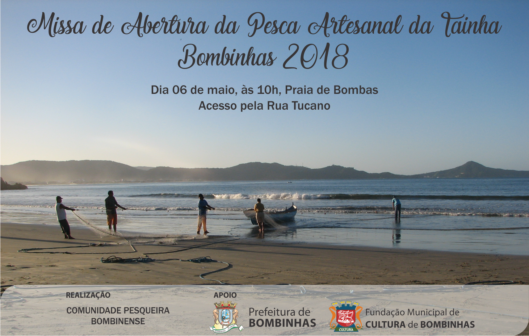 Missa de Abertura da Pesca da Tainha chega a sua 10ª edição em Bombinhas, com grande comemoração na Praia de Bombas.