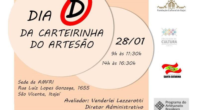 Artesãos da região da Amfri têm a possibilidade de fazer sua Carteirinha Nacional de Artesão nesta segunda-feira, 28.