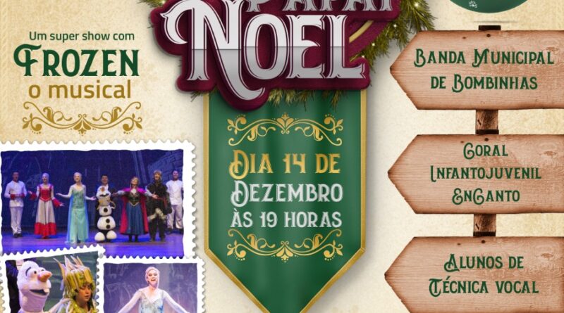 Papai Noel chega a Bombinhas na noite de sábado, 14 de dezembro, com direito a muita música e alegria.