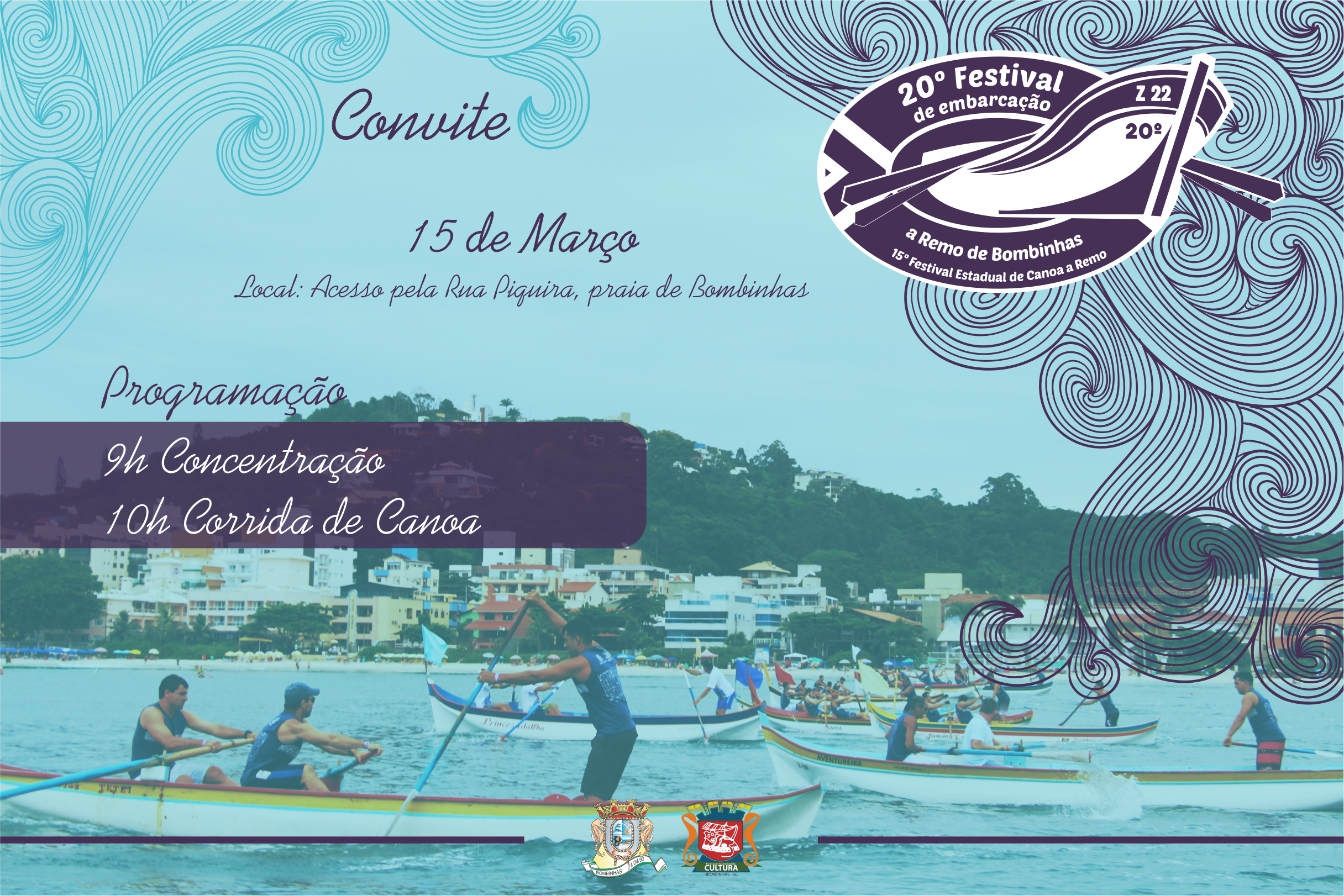 Bombinhas comemora aniversário com tradicional corrida de Canoa de Um Pau Só.