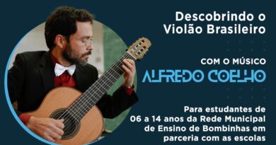 Músico Alfredo Coelho promove atividade on-line para estudantes de Bombinhas, por meio do Edital “Mestre Cantalício Rocha” de 2019.