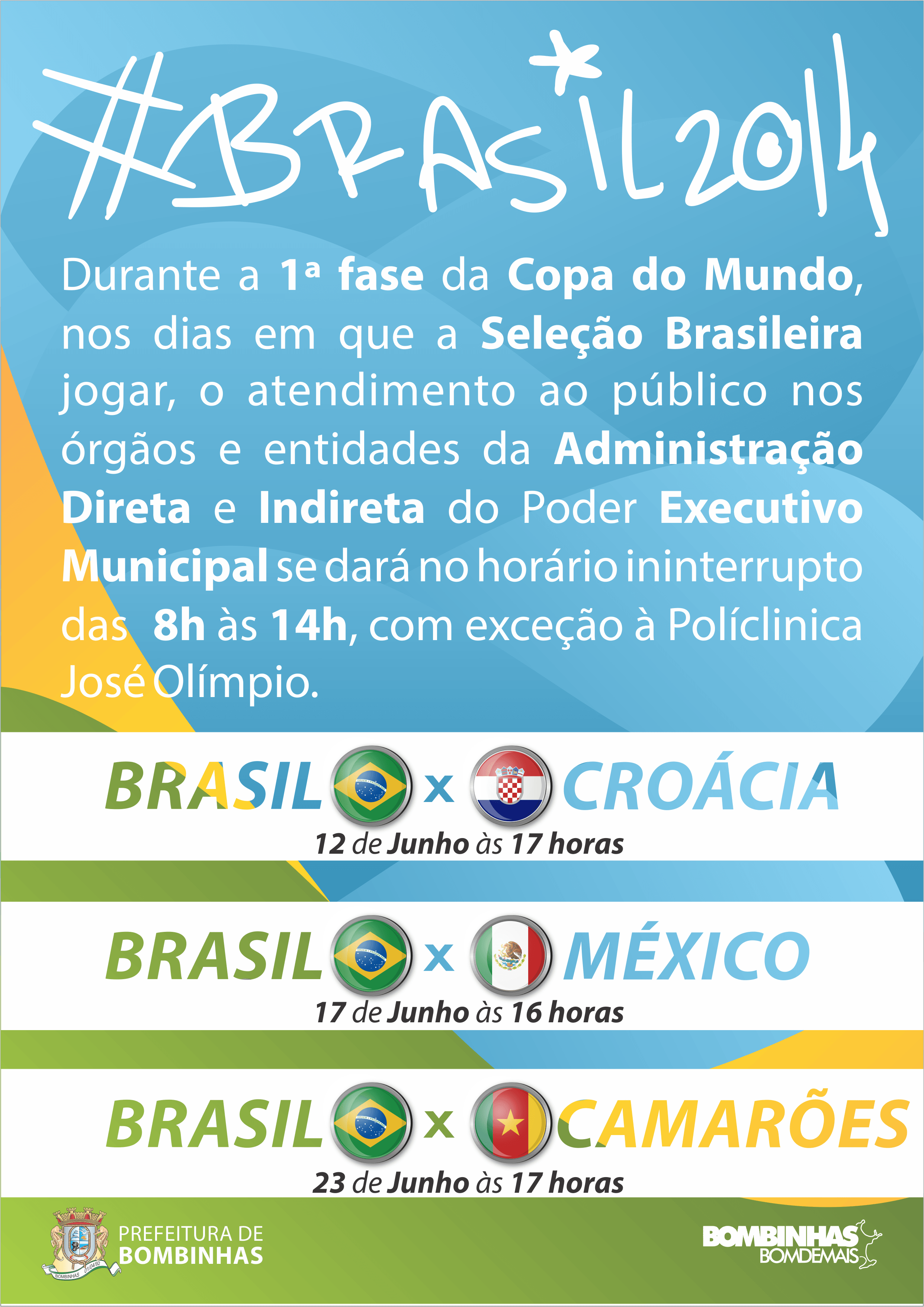 Prefeitura terá expediente diferenciado nos dias de jogos do Brasil na Copa  do Mundo 2022